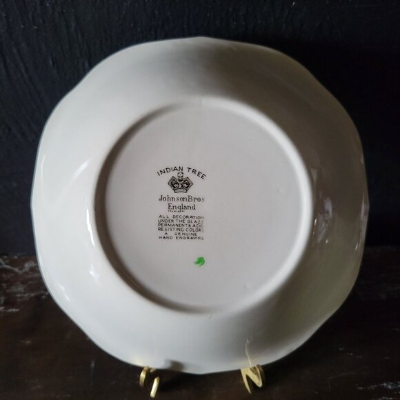 Vtg Johnson Brothers Indian Tree Square Bowl Hand Colored Transferware - Picture 6 of 7